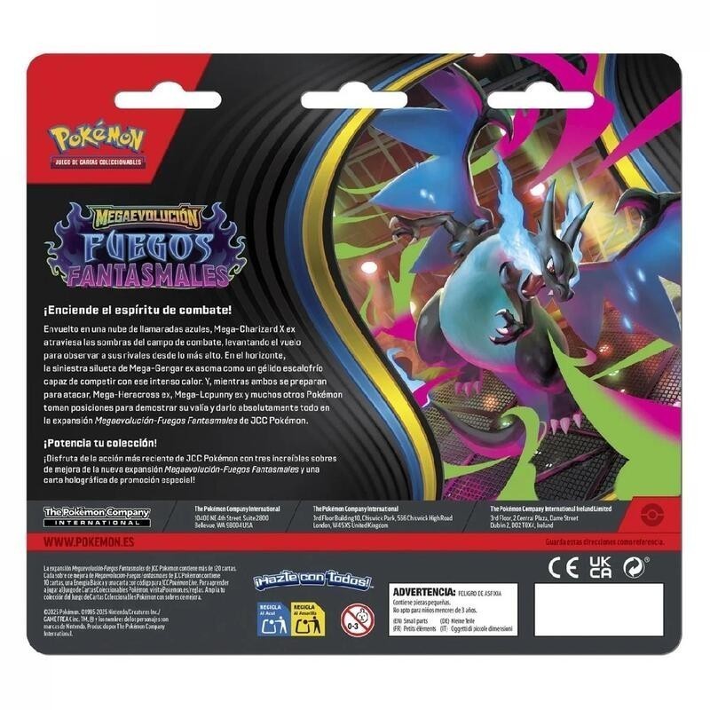 Pokémon: Megaevolución Fuegos Fantasmales. Blíster 3 sobres Weavile. Español.