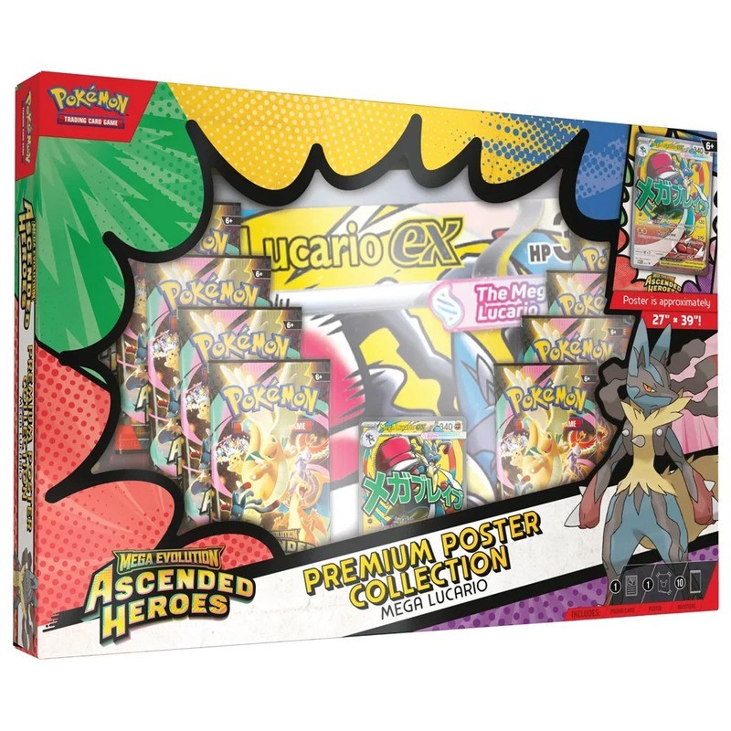 Pokemon: Héroes ascendentes. Colección con poster Mega Lucario. Español.