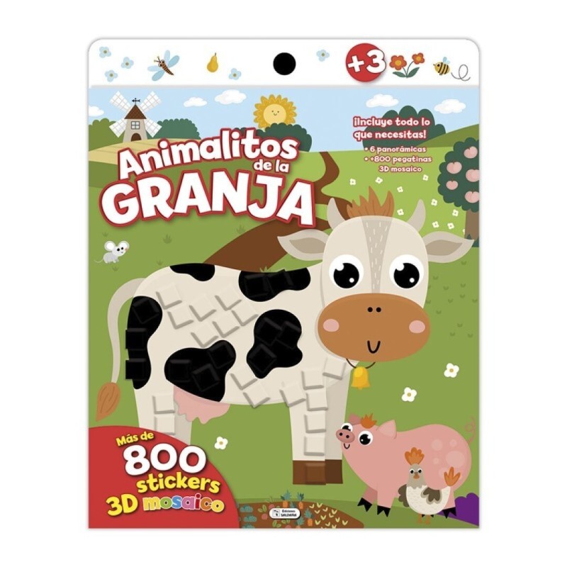 Mosaico de pegatinas. Animalitos de la granja.