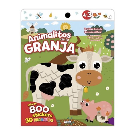 Mosaico de pegatinas. Animalitos de la granja.