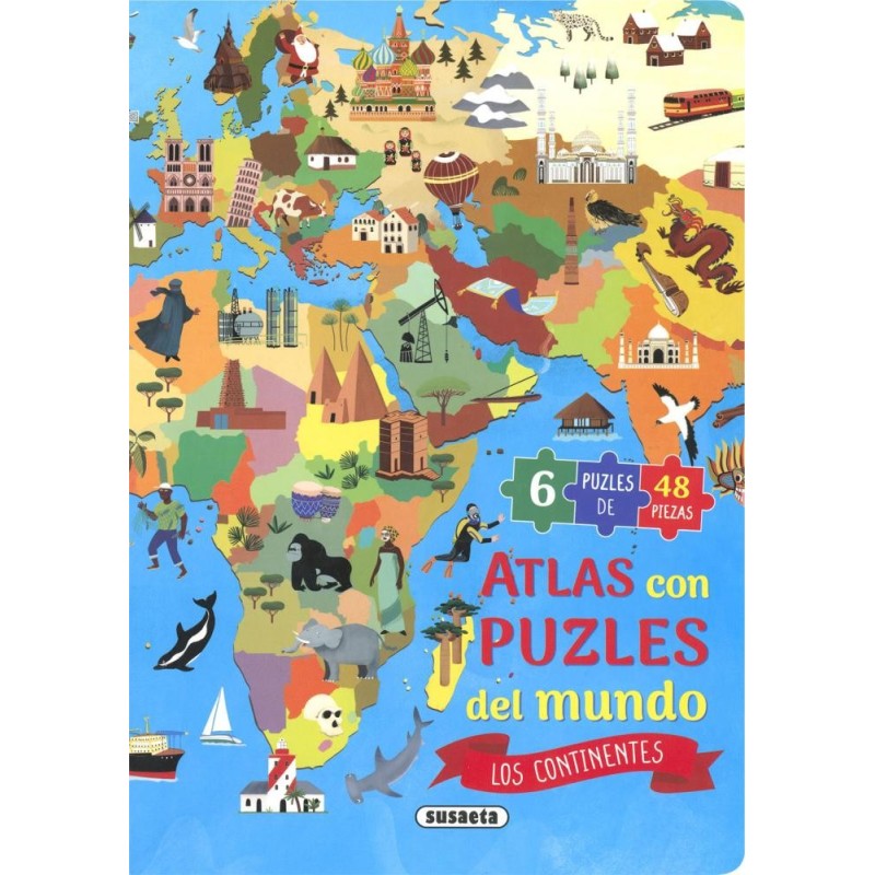 Atlas puzzle del mundo los continentes.