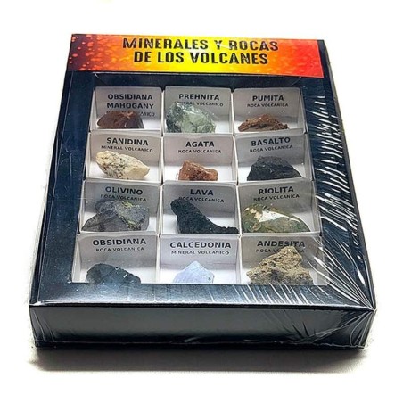 Minerals and rocks from volcanoes.