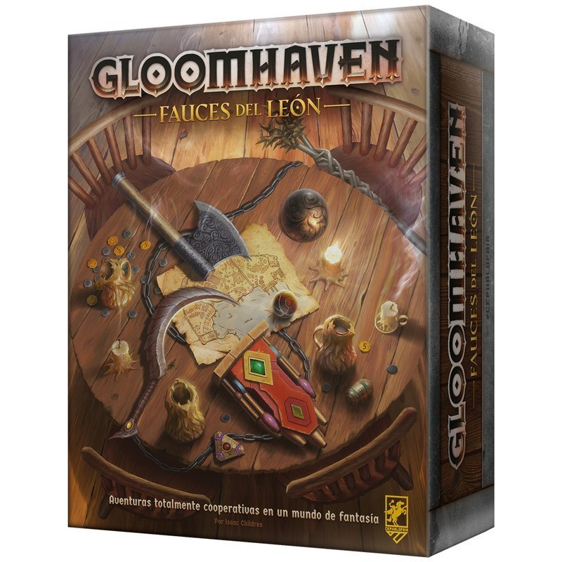 Imagen de la portada de la caja de Gloomhaven: Fauces del león.