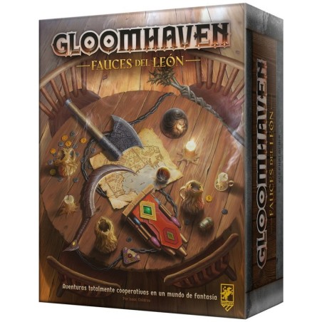Imagen de la portada de la caja de Gloomhaven: Fauces del león.