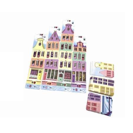 Imagen de los componentes del juego de mesa Canal Houses.