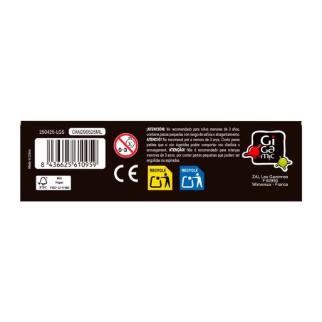 Side view of the Canal Houses board game box with manufacturer information.
