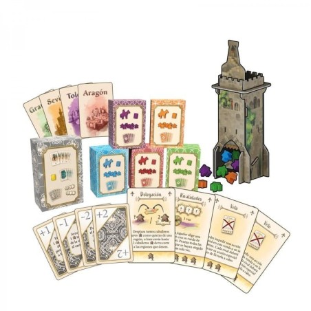 Image of the component design of the board game El Grande.