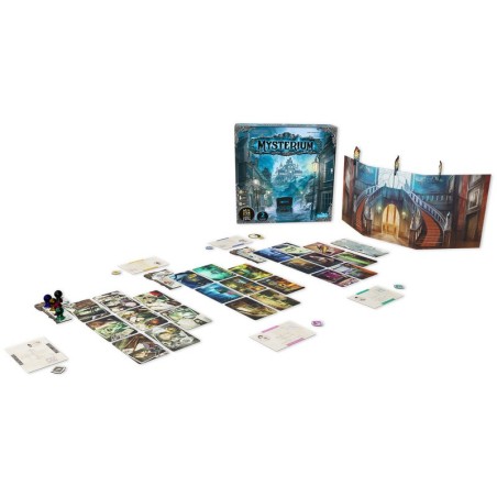 Mysterium board game box and components image.