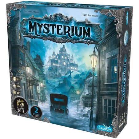 Imagen del frontal de la caja del juego de mesa Mysterium.