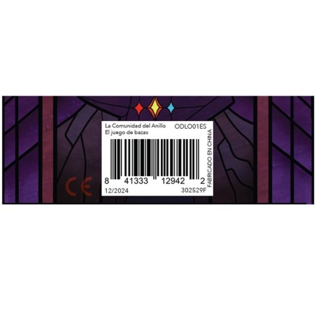 Image of the box with the factory information for The Fellowship of the Ring: The Trick-Taking Game.