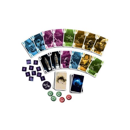 Image of the components of the card game The Crew