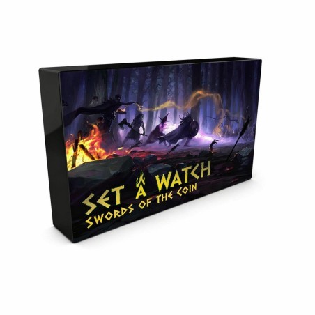 Imagen de la portada de la ampliación del juego de mesa cooperativo set a watch swords of coins.