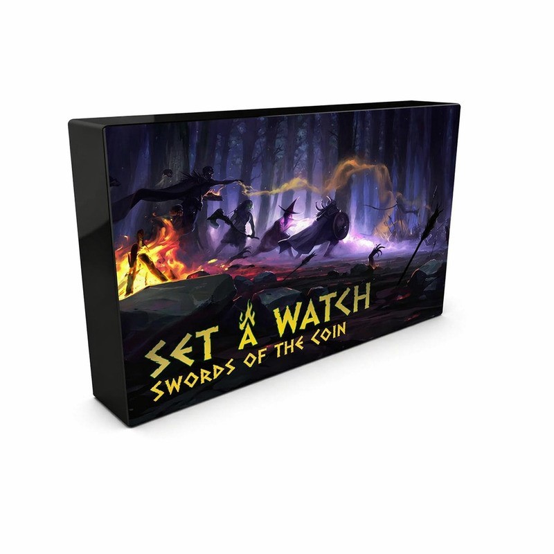 Imagen de la portada de la ampliación del juego de mesa cooperativo set a watch swords of coins.