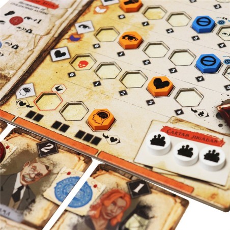 Imagen de los componentes del juego de mesa las Máscaras de Nyarlathotep comprar las Máscaras de Nyarlathotep