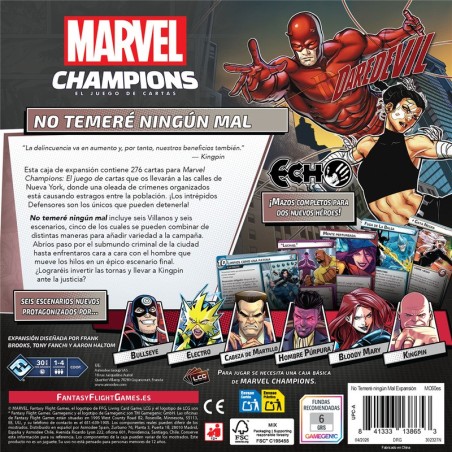 Marvel Champions: I Shall Fear No Evil Campaign Box Back Image with Relevant Information Buy Marvel Champions