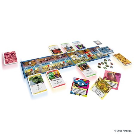 Imagen de los componentes del juego de mesa Marvel ¡Escaramuza! en New York comprar juegos de marvel
