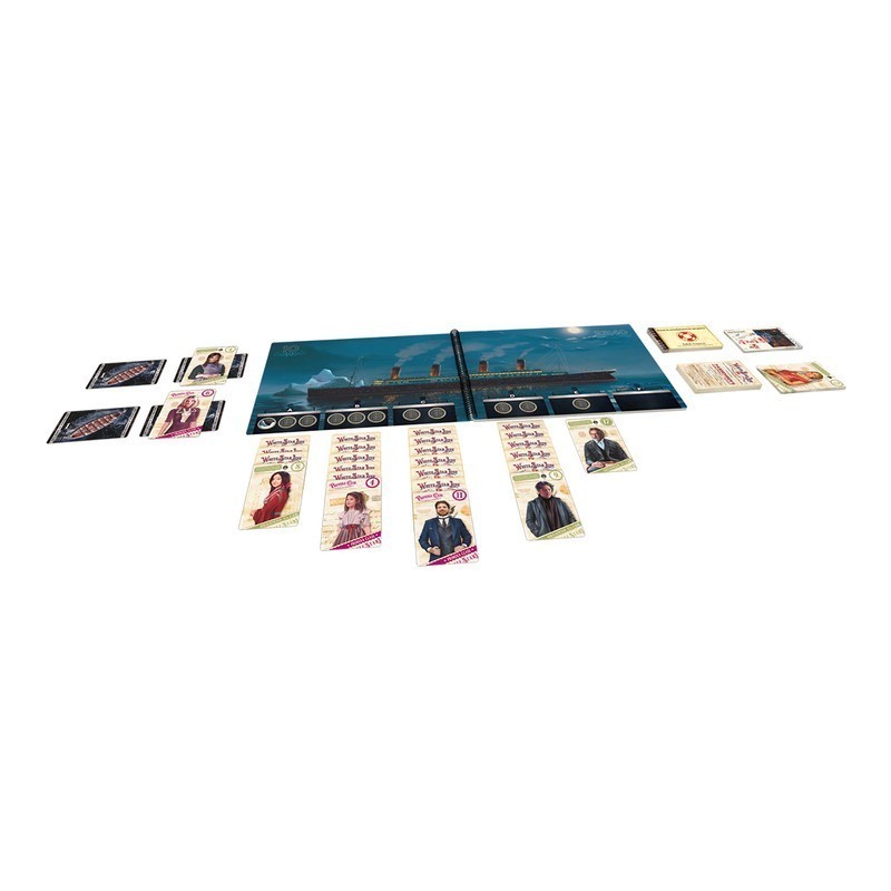 Image of the components of the SOS Titanic cooperative game – Buy SOS Titanic