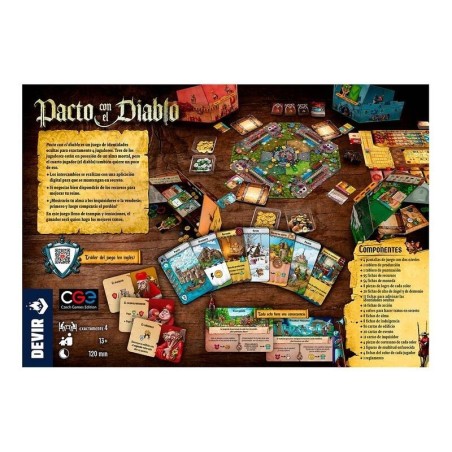 Back image of the box of the hidden roles game Deal with the Devil – Buy Deal with the Devil