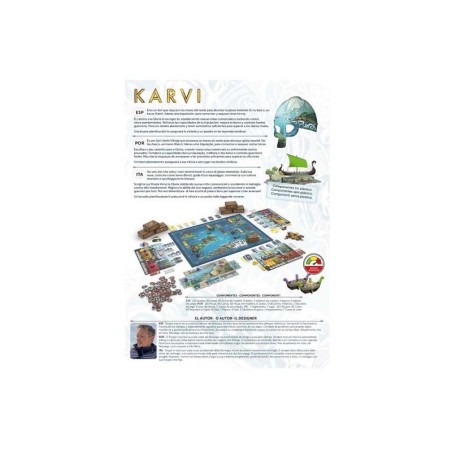 Back image of the box of the Viking strategy game Karvi – Buy Karvi