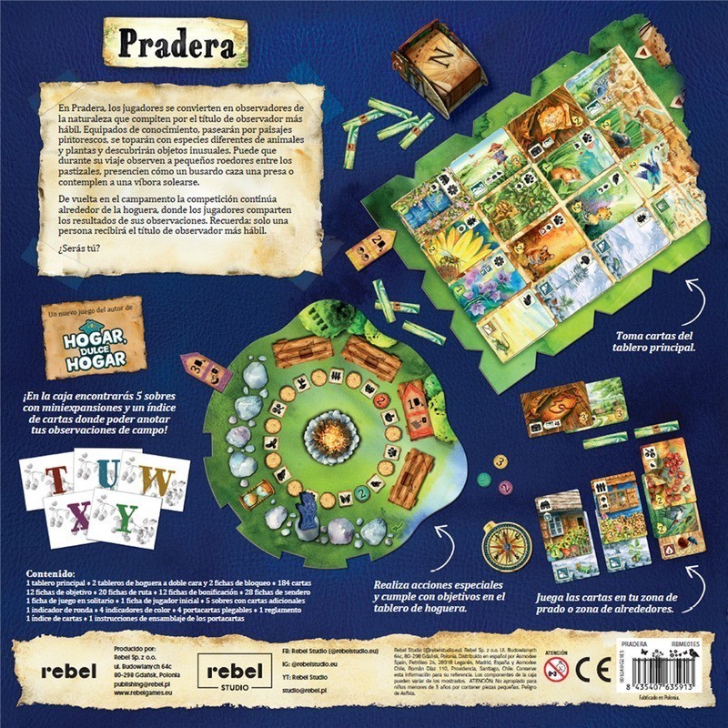 Imagen de la parte posterior de la caja del juego de naturaleza Pradera comprar pradera