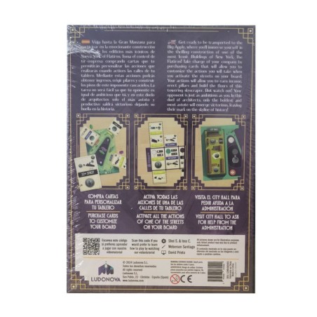 Back image of the box of the strategy game Flatiron – Buy Flatiron