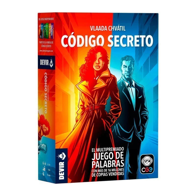 Caja del juego de deducción código secreto de Devir. Caja del juego de deducción código secreto de Devir.