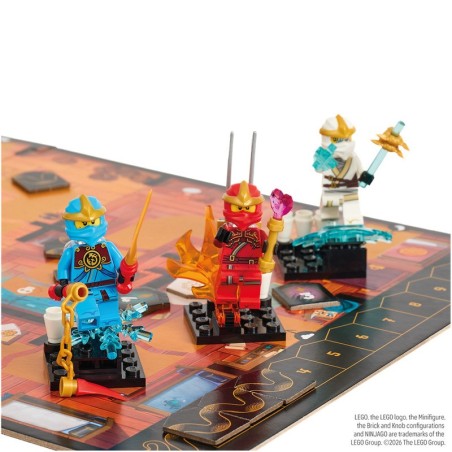 Componentes del juego cooperativo de aventuras ninjago destiny's bounty adventures de asmodee