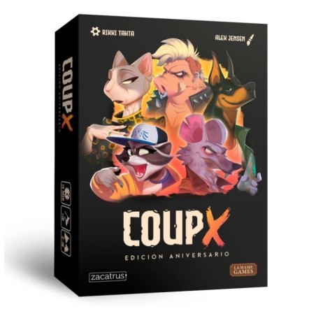 caja del juego de cartas de roles ocultos coup x edición aniversario de zacatrus