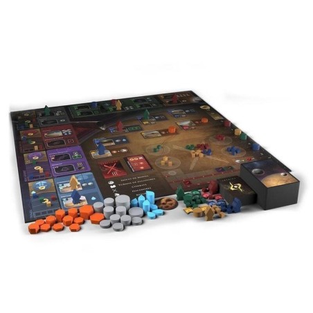 Components of the Dune: Imperium deck-building and Eurogame board game by Asmodee.