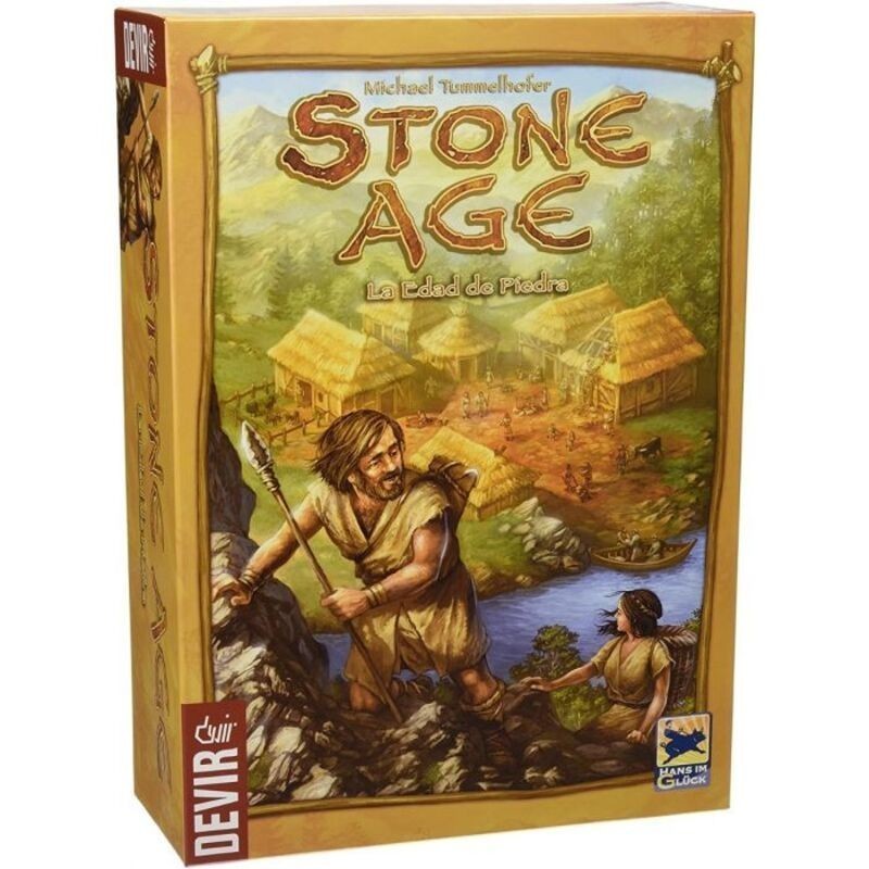 Box of the Stone Age worker placement board game by Devir.
