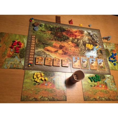 Components of the Devir worker placement board game