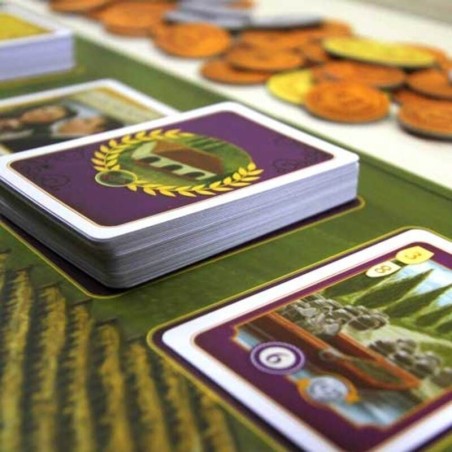 Componentes del juego de colocación de trabajadores viticulture edición esencial de maldito games