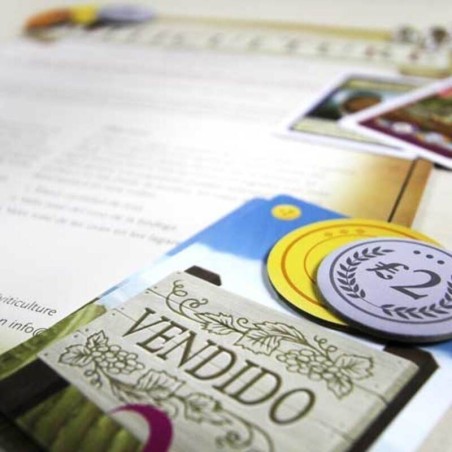 Componentes del juego de colocación de trabajadores viticulture edición esencial de maldito games