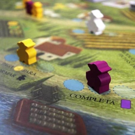 Components of the Viticulture Essential Edition worker placement board game by Maldito Games.