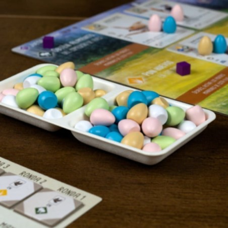 Components of the Wingspan engine building board game by Maldito Games.