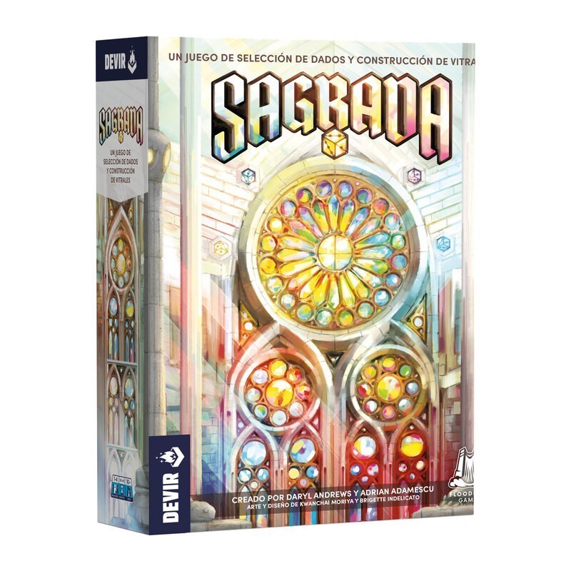 caja del juego de mesa abstracto de colocación de dados sagrada de devir. Nueva edicion.