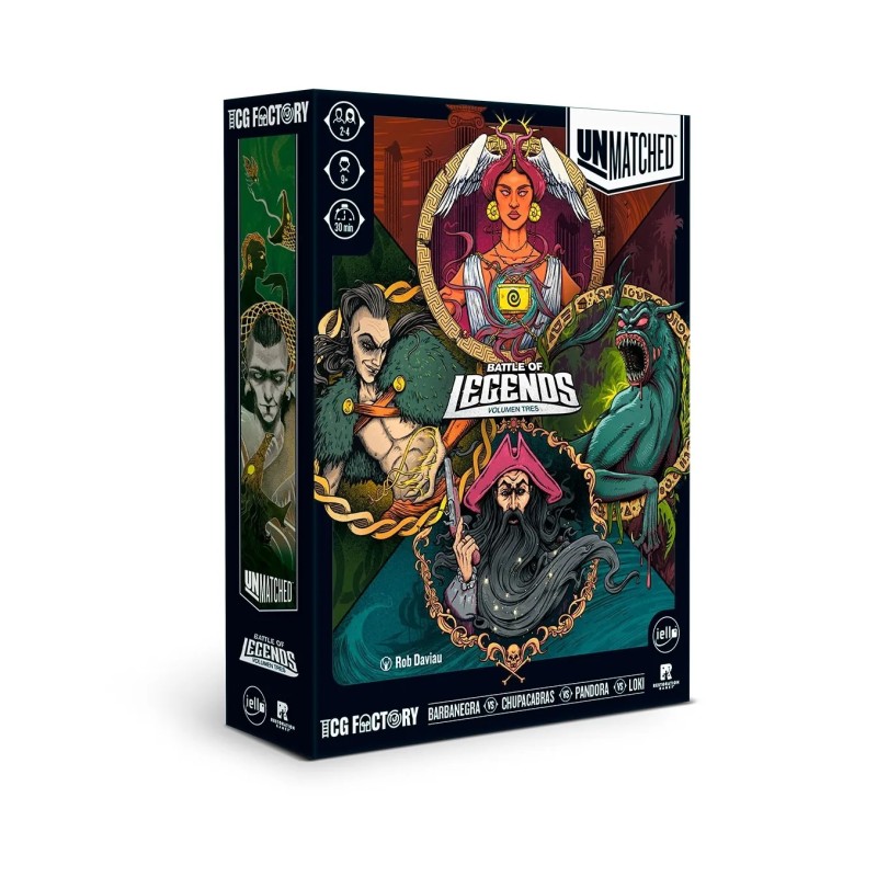 Caja del juego de combate asimetrico unmatched battle of legends volumen 3 de tcg factory