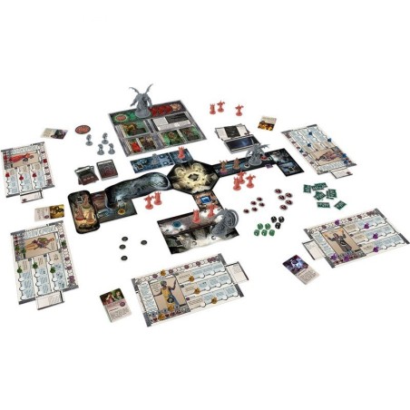 Components of the Cthulhu: Death May Die cooperative board game by Asmodee.