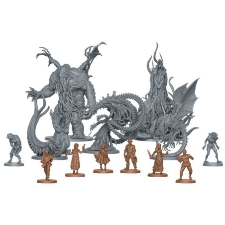 Components of the Cthulhu: Death May Die cooperative board game by Asmodee.