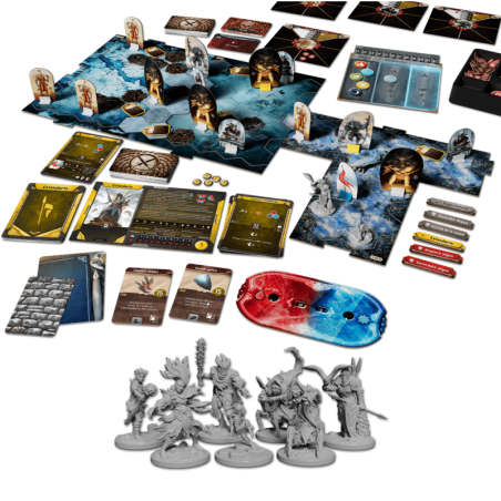 componentes del juego de mesa cooperativo frosthaven de cephalofair games
