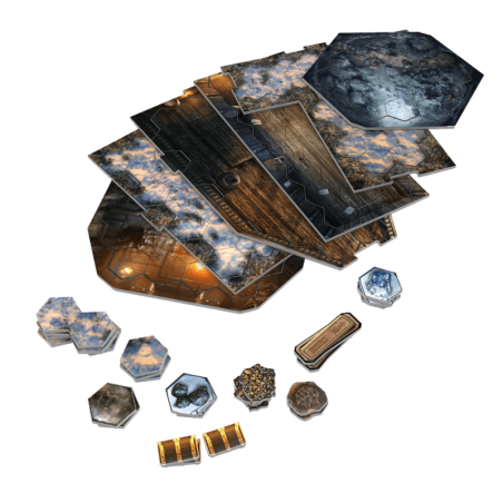 componentes del juego de mesa cooperativo frosthaven de cephalofair games