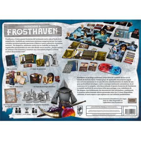 trasera de la caja del juego de mesa cooperativo frosthaven de cephalofair games