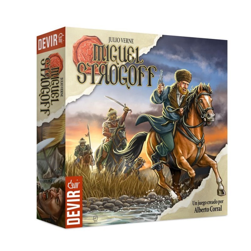 caja del juego de mesa de carreras y aventuras miguel strogoff de devir