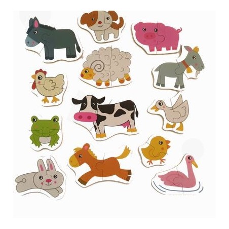 Puzle animales dos piezas.