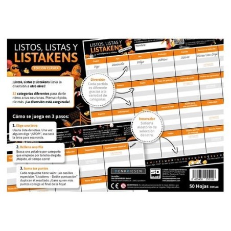 Juego de palabras Listos, listas y listakens clasico.