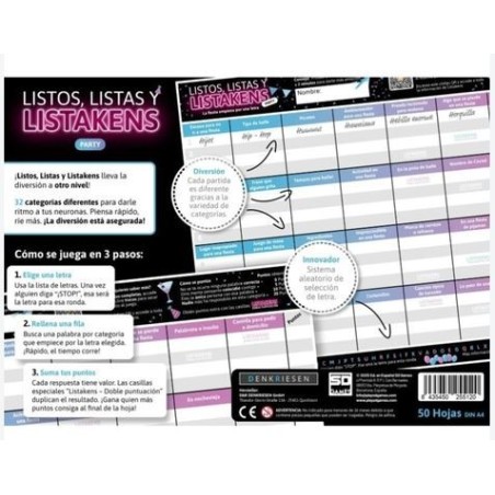 Juego de palabras Listos, listas y listakens party.
