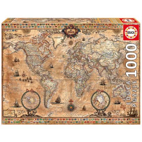 Antique world map, 1000 pcs.