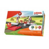 Paso a nivel con luz y sonido.