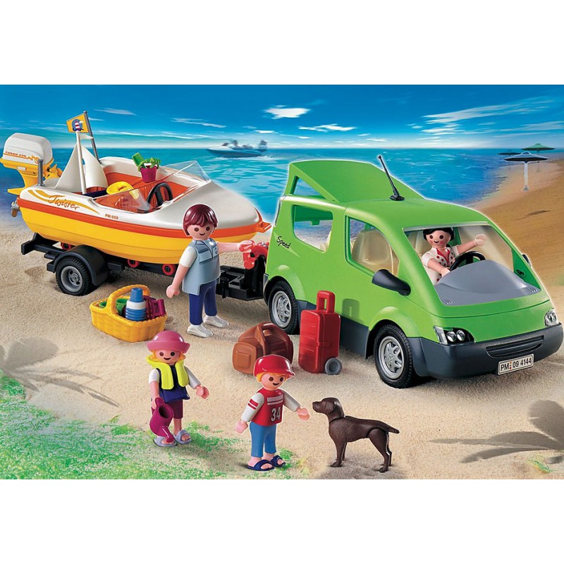 PLAYMOBIL 4144 Family Van with Boat and Trailer, Playmobil