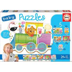 Baby puzzles animals train.